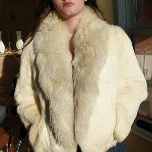 White rabbit fur coat